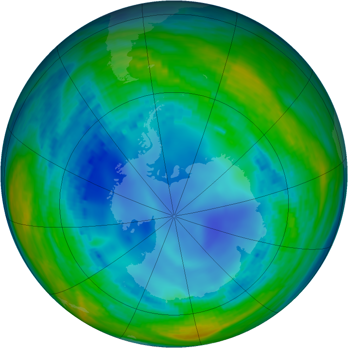 Antarctic ozone map for 07 August 1993